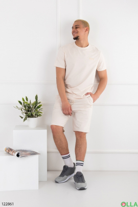 Men's white batal set of T-shirt and shorts