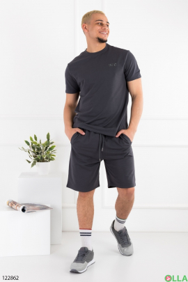 Men's dark gray battal set of T-shirt and shorts