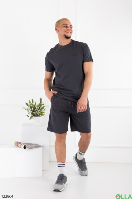 Men's dark gray battal set of T-shirt and shorts