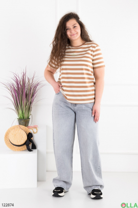 Women's two-tone oversized striped T-shirt
