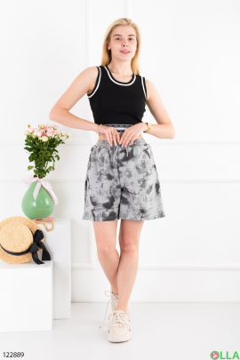 Women's gray printed shorts
