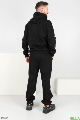 Мужской черный спортивный костюм на флисе