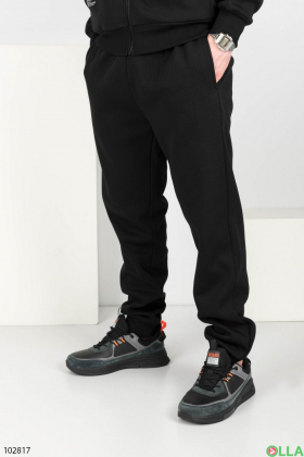 Мужской черный спортивный костюм на флисе