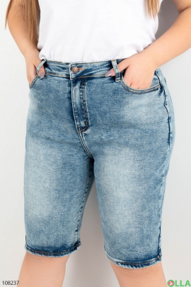 Жіночі блакитні джинсові шорти батал
