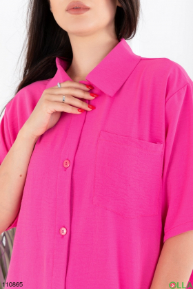 Жіночий рожевий комплект із сорочки та шорт