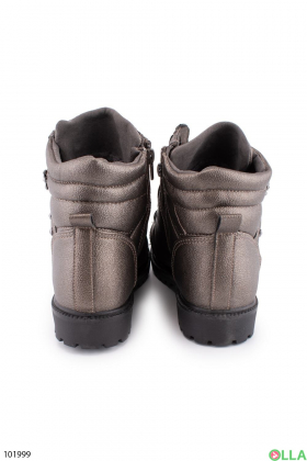 Женские темно-серые зимние  ботинки