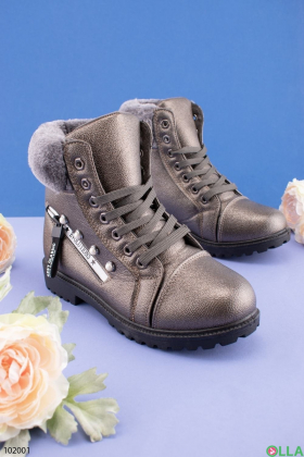 Жіночі темно-сірі зимові черевики