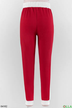 Жіночі спортивні штани червоного кольору на флісі