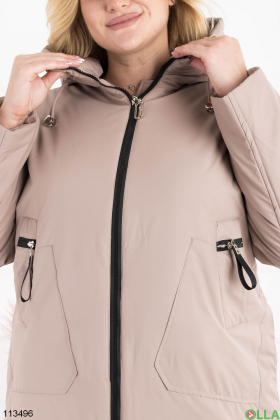 Women's beige batal jacket with a hood