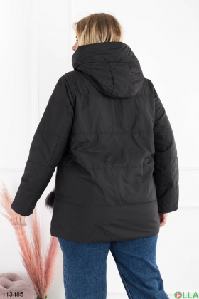 Women's black batal jacket with a hood