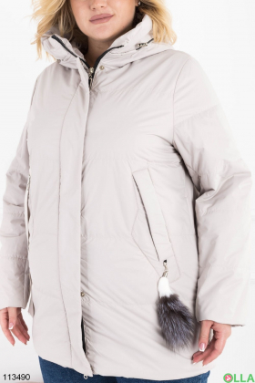 Women's light beige batal jacket with a hood