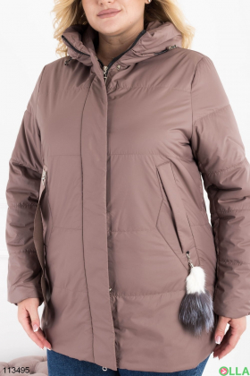 Women's brown batal jacket with a hood