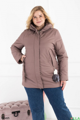 Women's brown batal jacket with a hood