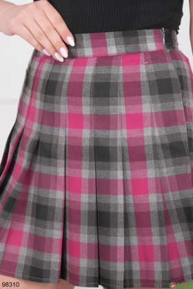 Women's black and pink plaid skirt