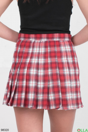 Women's red and white plaid skirt