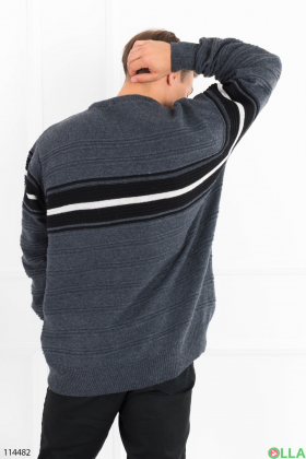 Мужской темно-серый свитер батал