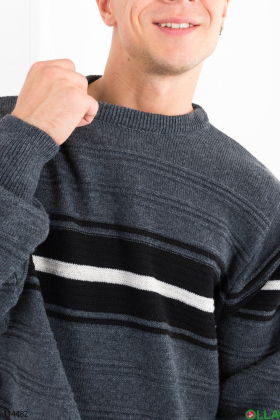 Мужской темно-серый свитер батал