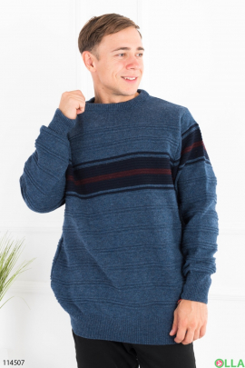 Мужской синий свитер батал