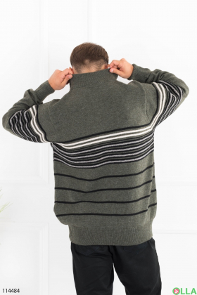 Мужской свитер цвета хаки в полоску