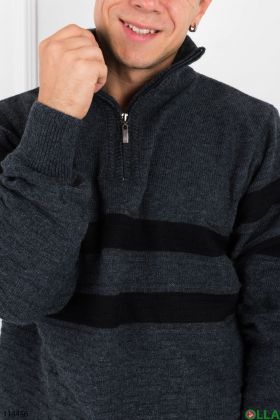 Мужской темно-серый свитер с молнией