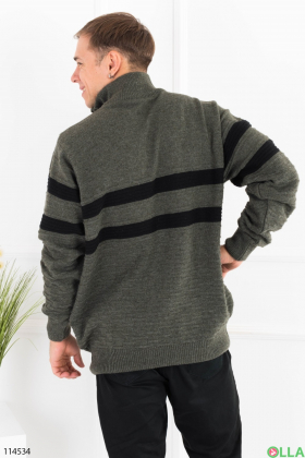 Мужской свитер цвета хаки с молнией