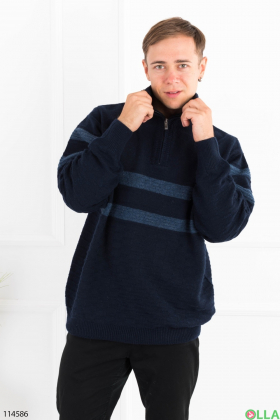 Мужской темно-синий свитер с молнией