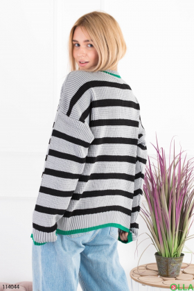 Women's gray striped sweater