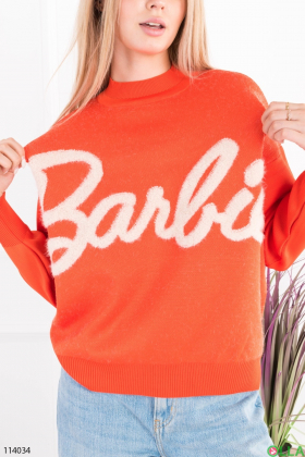 Женский оранжевый свитер с надписью