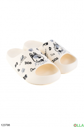 Women's white slippers with decor
