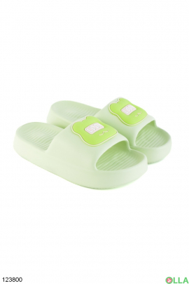 Women's light green slippers with decor