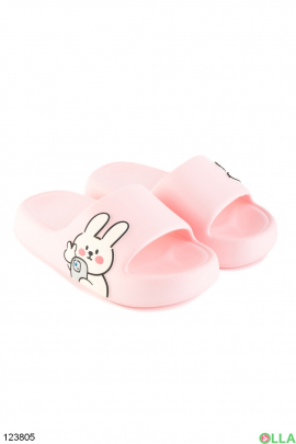 Women's pink slippers with decor