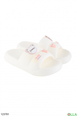 Women's white slippers with decor