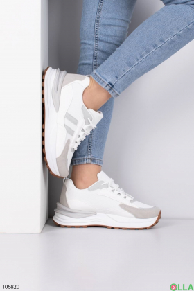 Women's gray and white lace-up sneakers