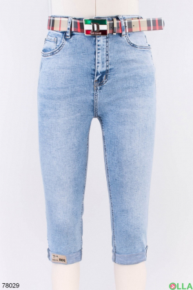 Женские голубые джинсовые капри