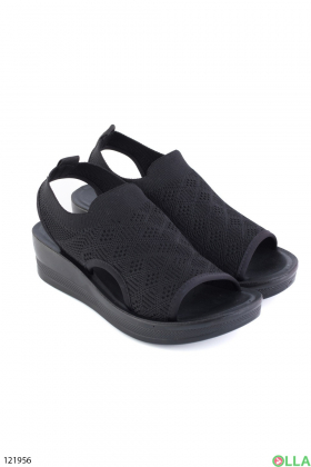 Women's black textile sandals