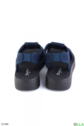 Women's dark blue textile sandals