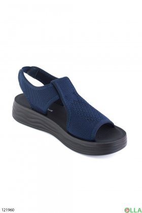 Women's dark blue textile sandals