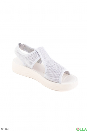 Women's light gray textile sandals