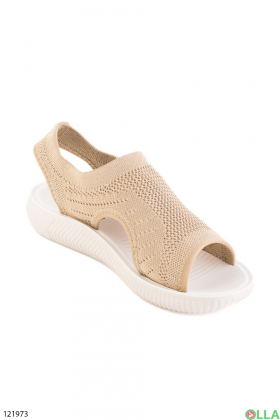 Women's beige textile sandals