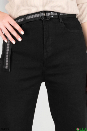 Женские черные джинсы-клёш