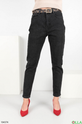 Женские темно-серые джинсы на флисе