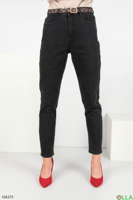 Женские темно-серые джинсы на флисе