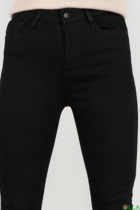Женские черные джинсы-скинни на флисе