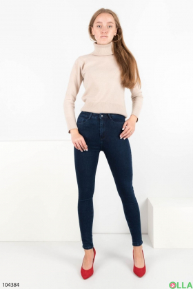 Women's Navy Blue Fleece Skinny Jeans