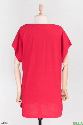 Жіноча червона футболка з принтом