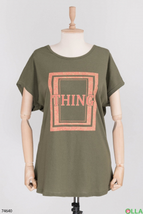 Женская футболка с принтом цвета хаки