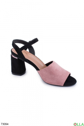 Women's black and pink heeled sandals