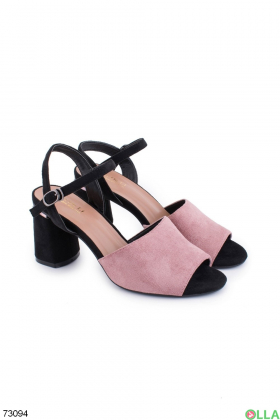 Women's black and pink heeled sandals
