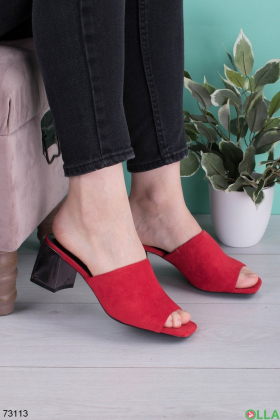 Women's red flip flops with heels