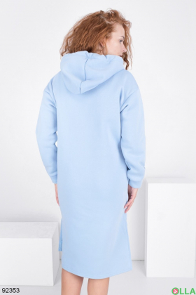 Жіноча блакитна сукня-худі на флісі